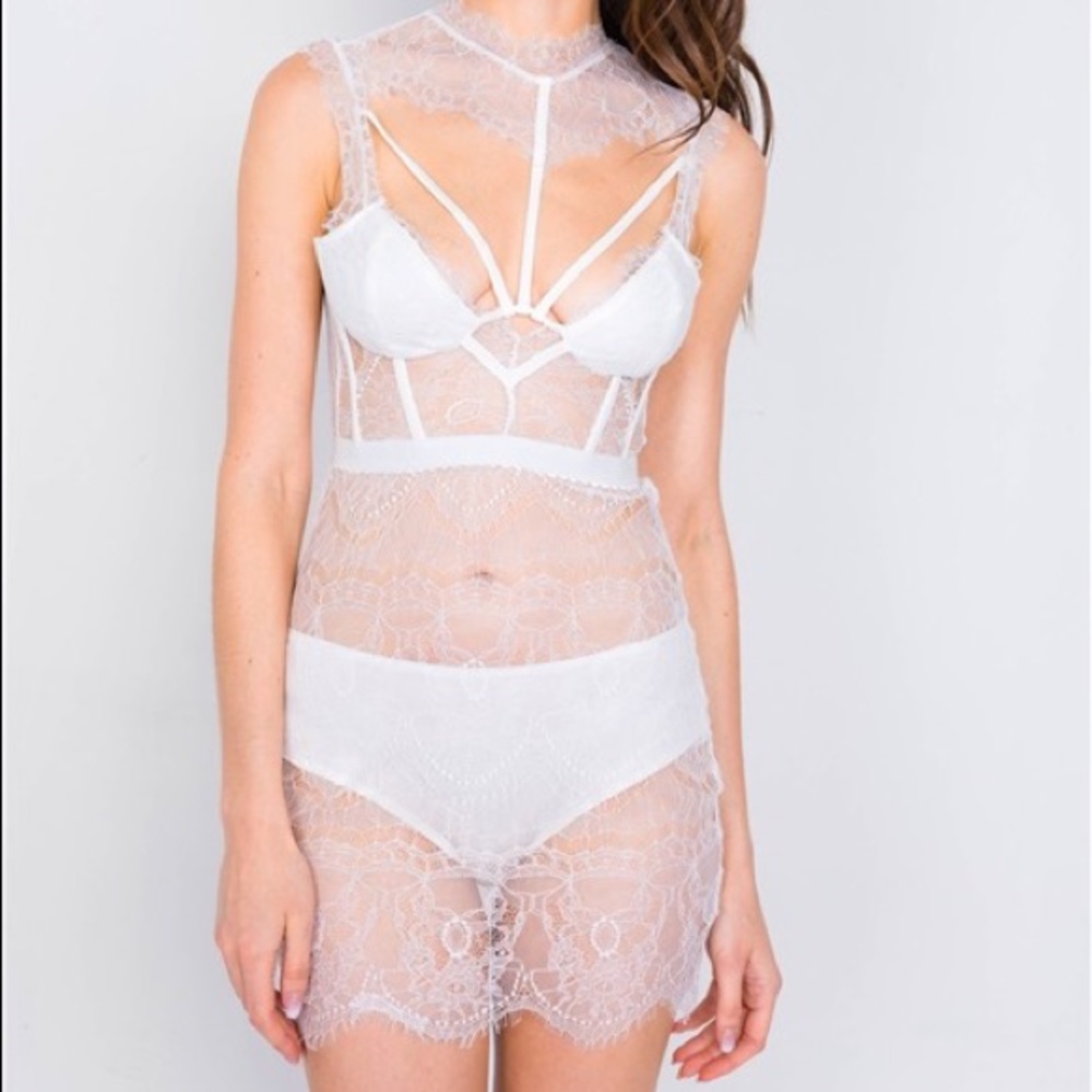 Mock Floral Corset High Neck Mini Dress